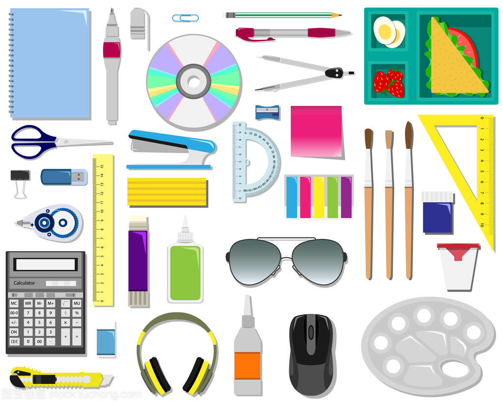办公用品色彩矢量集 提升文教用品设计与表达